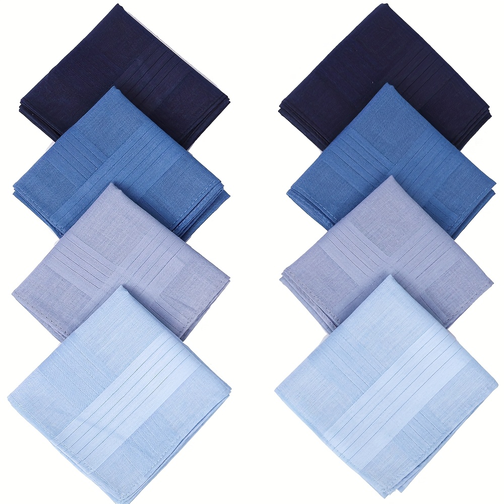 TEMU 8pcs Men's Handkerchief Set, 40.01cm Large Pocket Square,striped Design, Ideal For Father's Day & Independence Day Gifts, Pocket Square