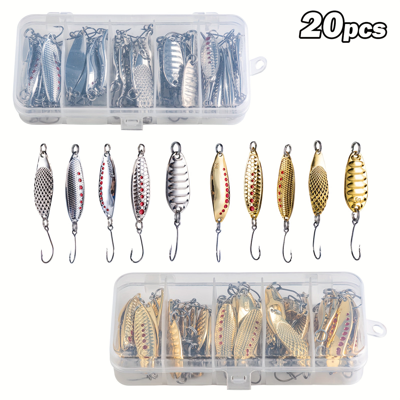 WALK FISH 6Pcs/Lot Spoon Sequins Fishing Lure Metal Hard Bait Colorful  Artificial Bait Single Hook Spinner Bass Fishing Tackle