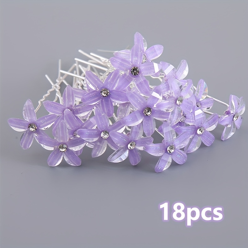 Image of 18pcs U-shaped Flower Bridal Hairpins, Bridesmaid Accessories, Multifunctional Minimalist Updo Clips For Weddings, Dinners, Parties, Stage Performances & Daily Wear – Girls And Women Aged 16+