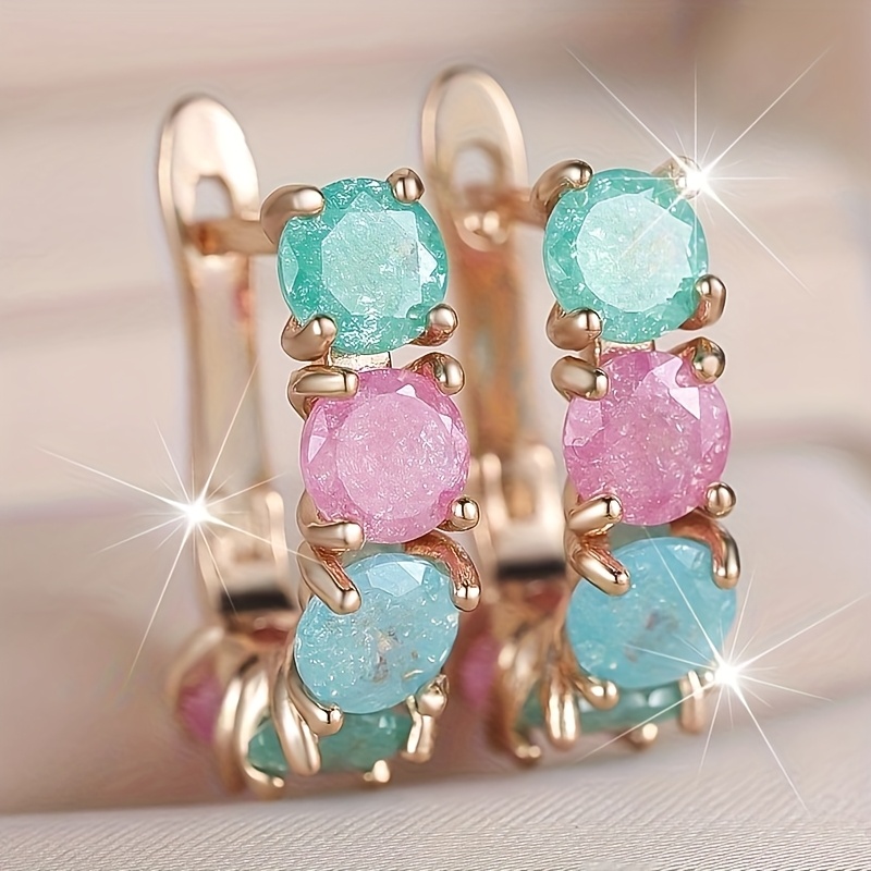 TEMU Une paire de boucles d'oreilles élégantes et classiques multicolores de , parfaites comme cadeau d'anniversaire surprise pour votre