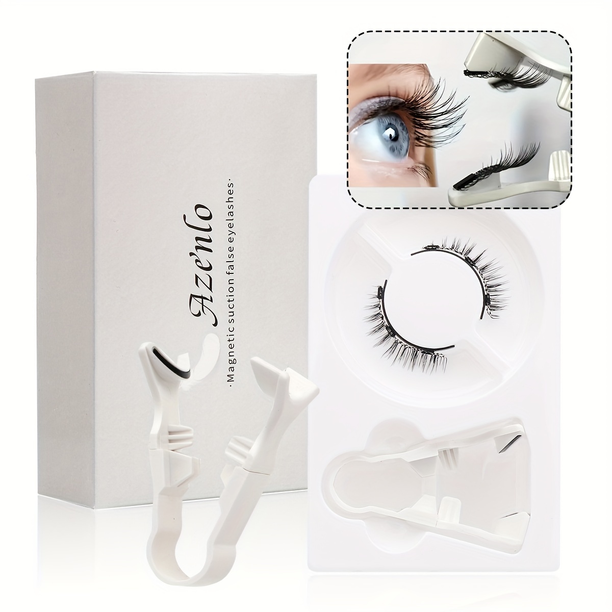 

1 Pair Magnetic Eyelashes, Glue-free Reusable Magnet Lashes, Natural Long False Eyelashes, Comfortable Wear With Applicator