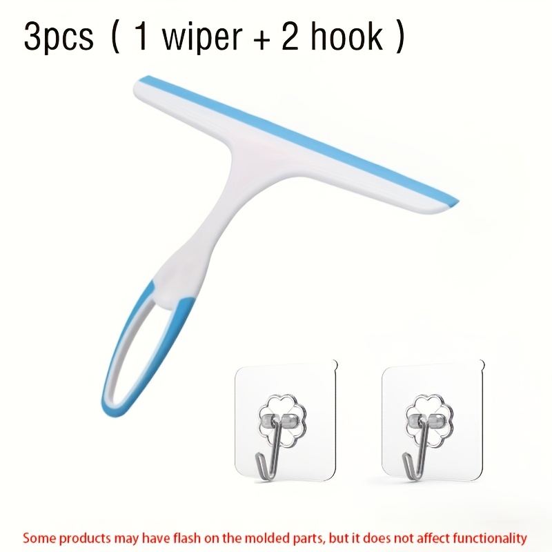 TEMU 3pcs Set (1pc Random Color Squeegee And 2pcs Bathroom Hooks) / (random Colors) - Home Cleaning Squeegee And Window Squeegee, Handheld Glass