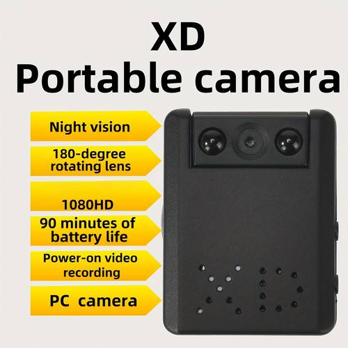 high definition nanny camera with rotating lens 1080p security camera featuring and motion detection operation rechargeable suitable for meetings interviews security etc does not wifi