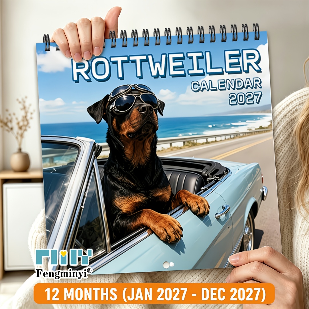 TEMU Wall Calendars, 2d Flat Printing, 1pc, , Rottweiler Cool Theme Style, Suitable For Home, Office, School Daily/weekly/monthly Schedule Planning.