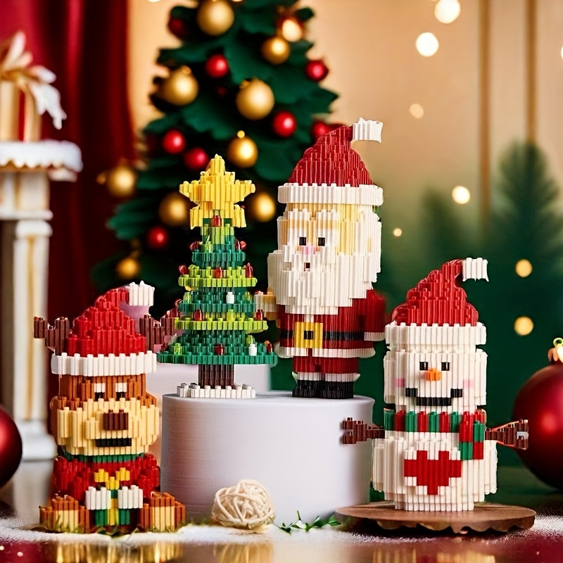 TEMU 2026 New Christmas Gift Building Block Set, Party Game, Office And Home Decor, Diy 3d Puzzle, Craft Making, Assembly, Creative Interlocking Toy,