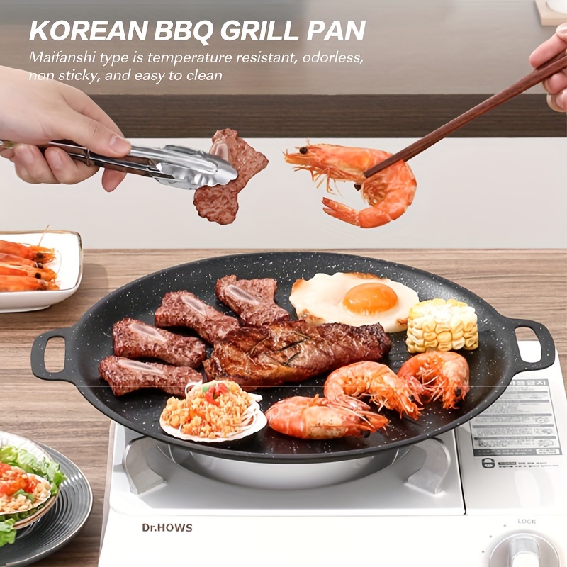 korean bbq grill pan cast iron non stick   design suitable for indoor and outdoor use details 0