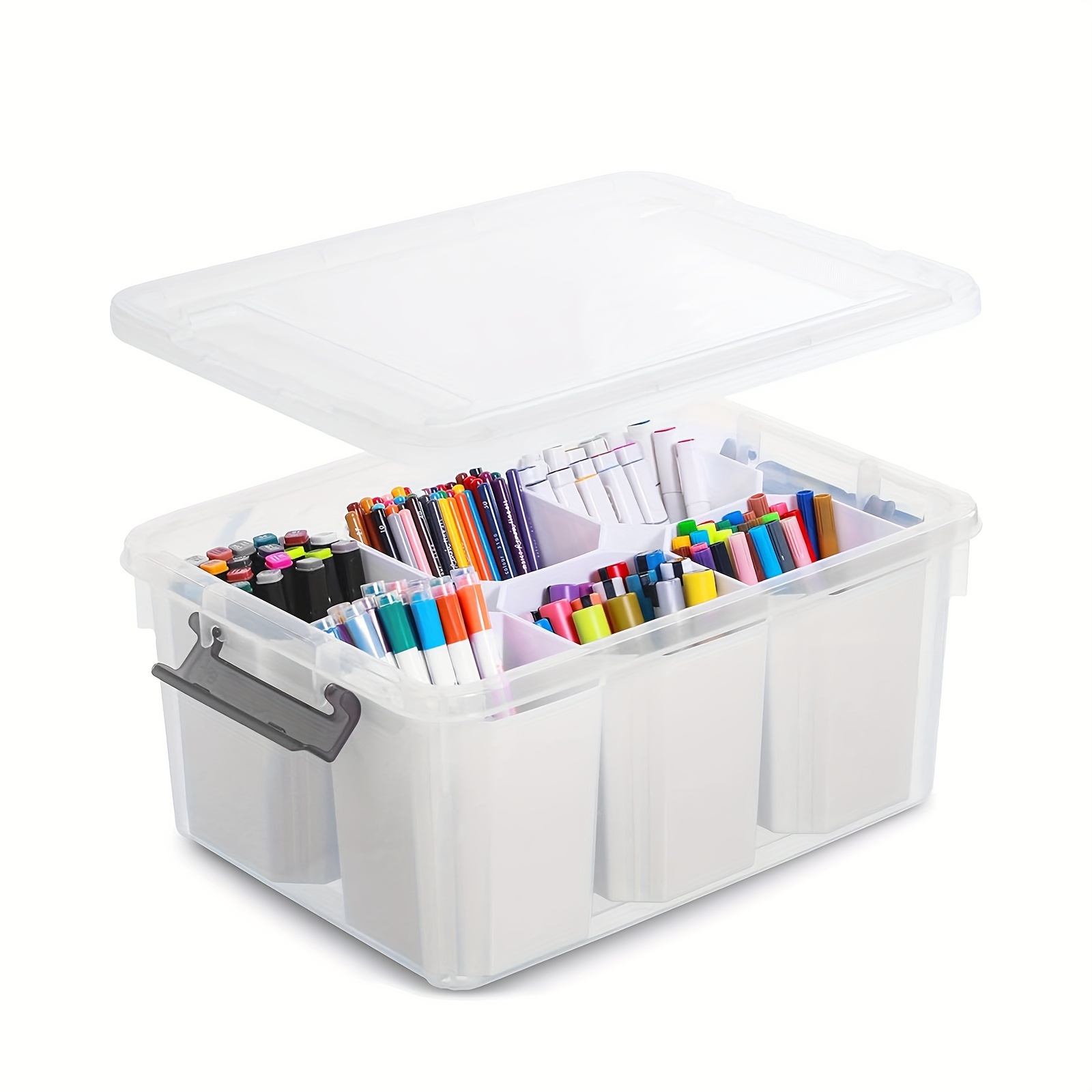 TEMU 1pc Office Desk Tidy Storage Box, Desktop Stationery Organizer With Lid, Jewelry Cosmetics Finishing Box For Dresser, School Office Desk Storage