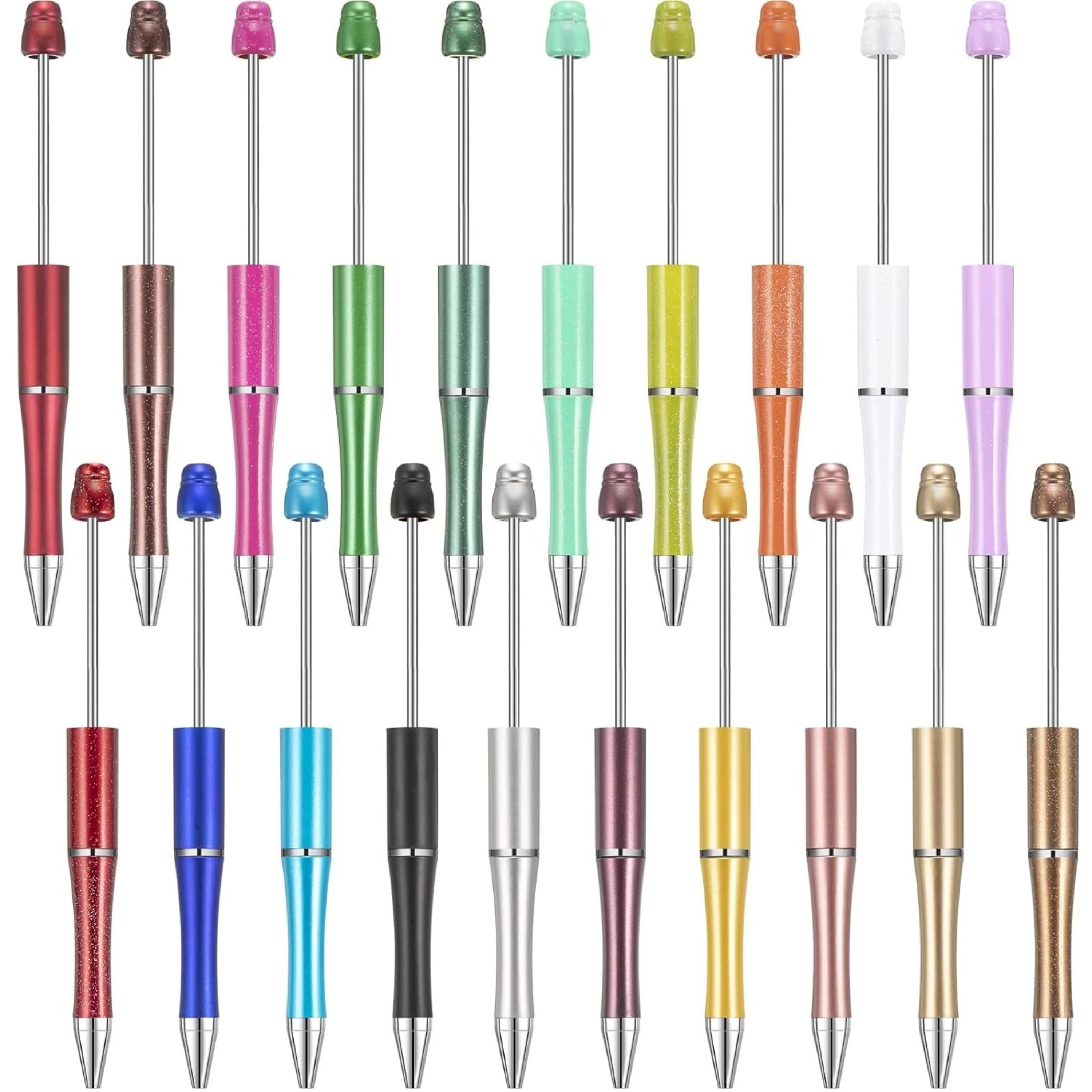 

20 Colors Beadable Pens Plastic Bead Ballpoint Pens Bulk, Cute Cool Diy Pens For Journaling Women Students Teacher Graduation Christmas Gift Office School Supplies