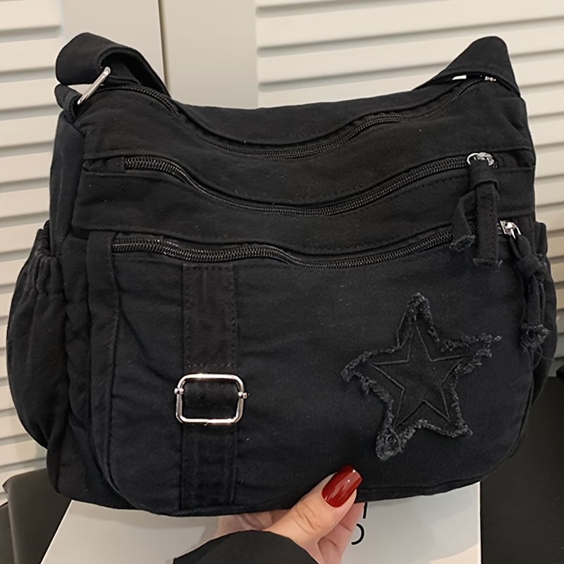 TEMU Perfect Lily Women's Large Capacity Retro Crossbody Bag With Tassel Fringe & Adjustable Strap - Multi-compartment Nylon/ Handbag Suitable For