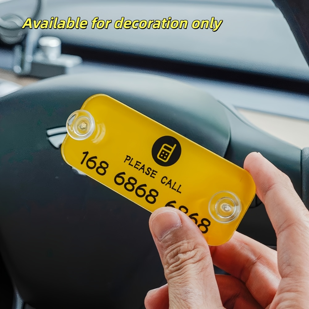TEMU 1pc Custom 2d Flat Acrylic Car Temporary Parking Number Plate, For Decoration , Aesthetic And Convenient, Suitable For Temporary Vehicle , Used