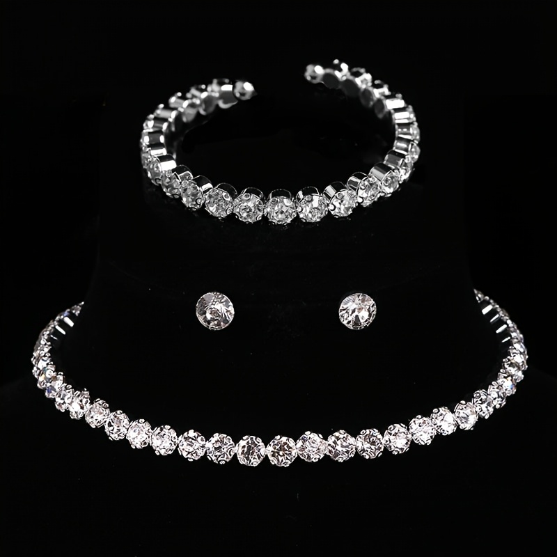 Image of Fashion Trendy Jewelry Luxurious Necklace Stud Earrings Bridal Jewelry Set