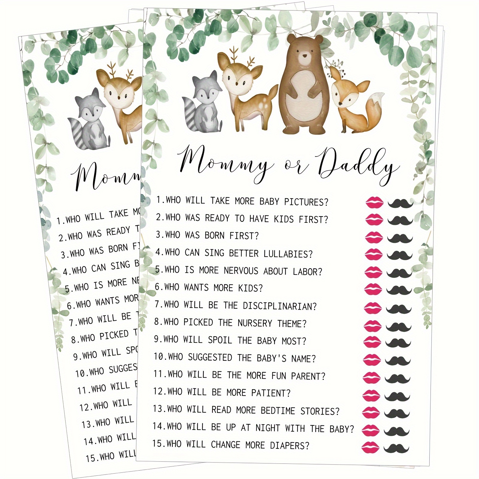 

20pcs Mommy Or Daddy Who Said It Game Fun Baby Shower Game Activity, Gender Reveal Party Boy Or Girl Game