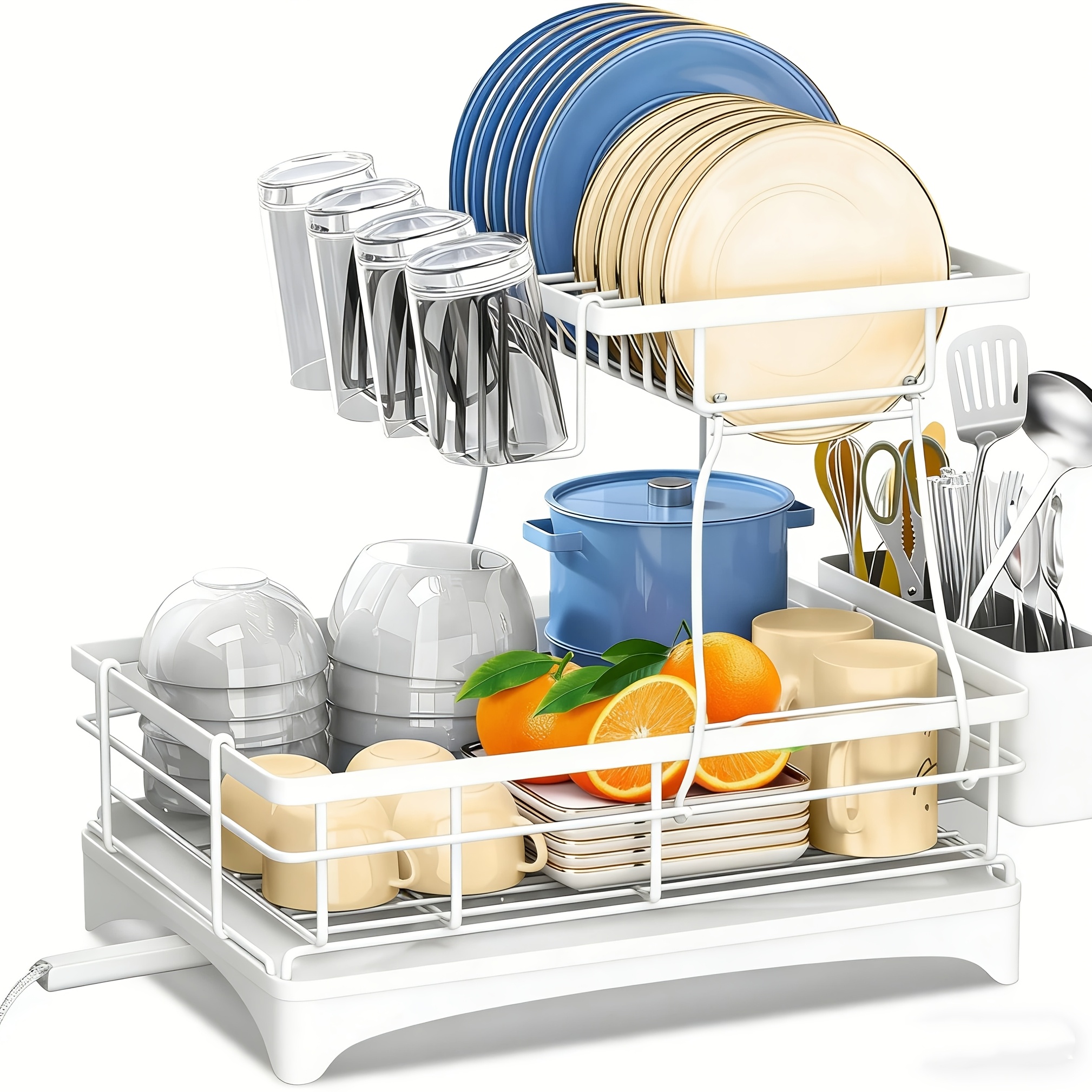 Double-layer Bowl And Plate Rack, Draining Rack, Detachable Large-capacity Tableware Draining Rack Storage Rack, , Suitable For Kitchen Countertops