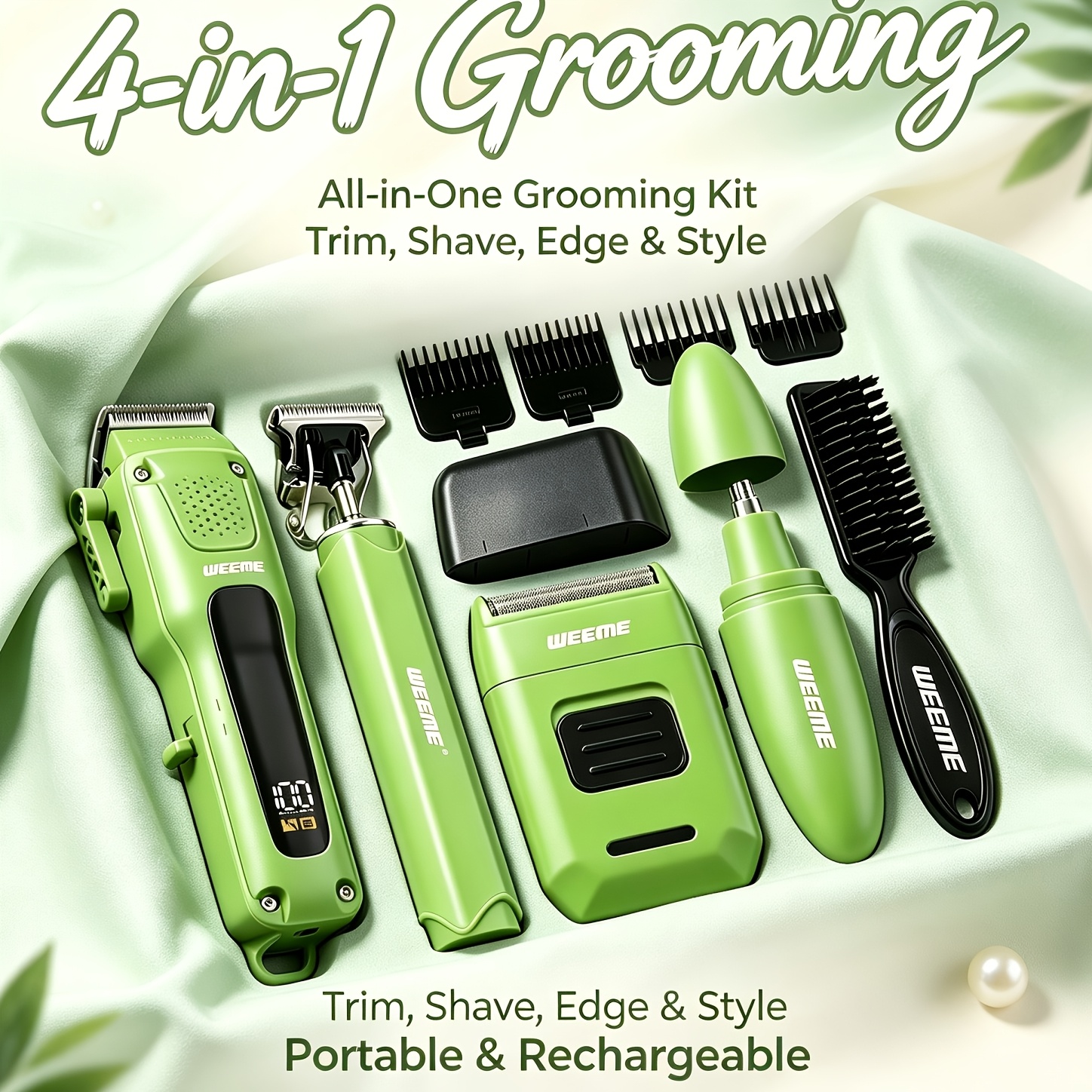 TEMU 4pcs Weeme Men's Professional Cordless Electric Hair Trimmer & Shaver Suitable For Beard, Mustache, Eyebrows, Ear Hair, Usb- With Large Battery,