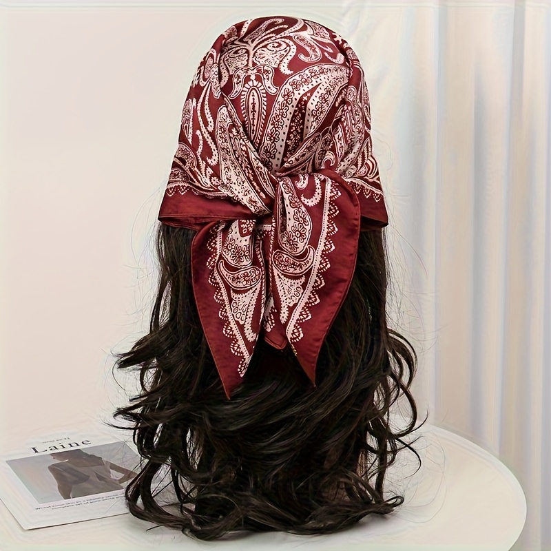 Luxurious Elegant Red Paisley Print Women' Scarf - Retro Style Soft Polyester Multifunctional Headscarf, Warm Breathable Windproof, Suitable For Daily Outing, Hand Wash/ , Exquisite Ideal Gift