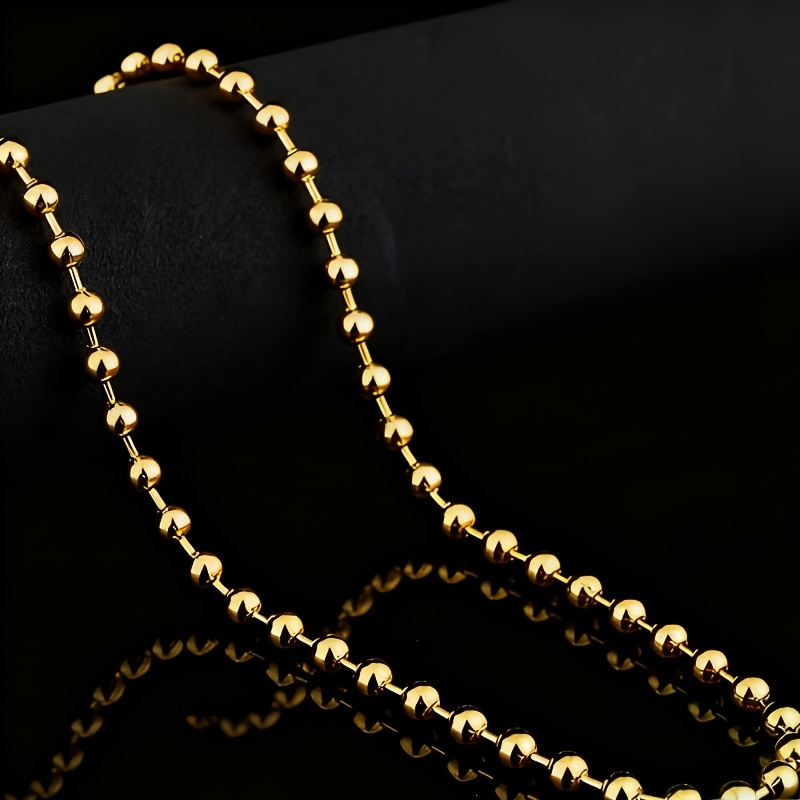 E-shop Europäische und amerikanische minimalistische goldene Perlenkette, 18K vergoldete Edelstahlkette, langlebig und farbecht, geeignet für Freizeit,