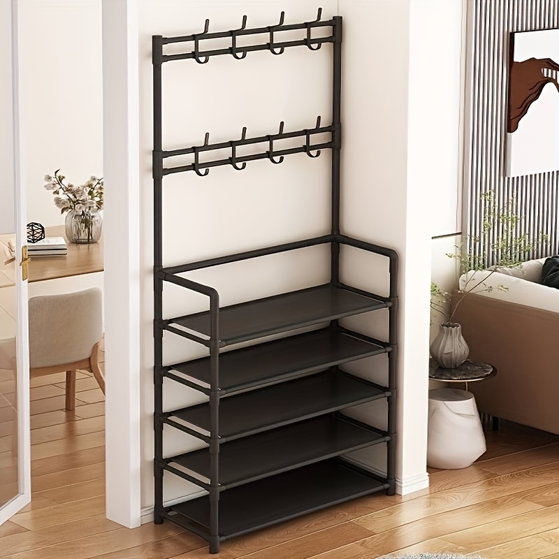 Multi-Functional 3-in-1 Coat Hanger and Shoe Rack, Coat Hangers for Clothes and Hat Storage | Recommended for Home - Minimalist Modern Style, Suitable for Apartment Entryway/Bedroom, Durable Metal Material, Organized Storage for Shoes and Bags |