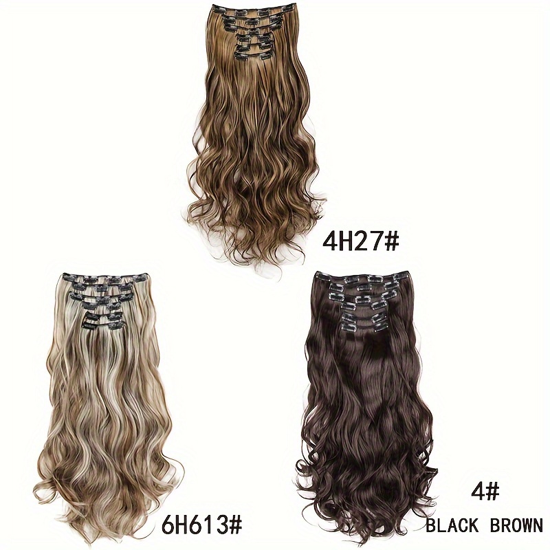 16 clips 6pcs set hair extensions long wavy hairstyle synthetic hairpieces heat resistant for women details 2