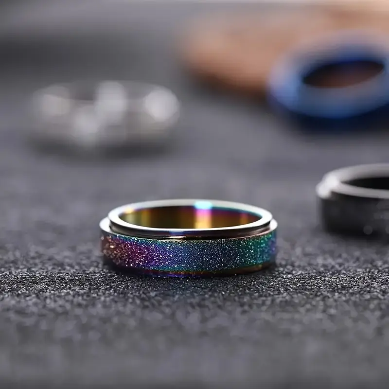 6pcs rotatable stainless style relax rings rotatable relax fashion rings size 6 7 8 Product details 5