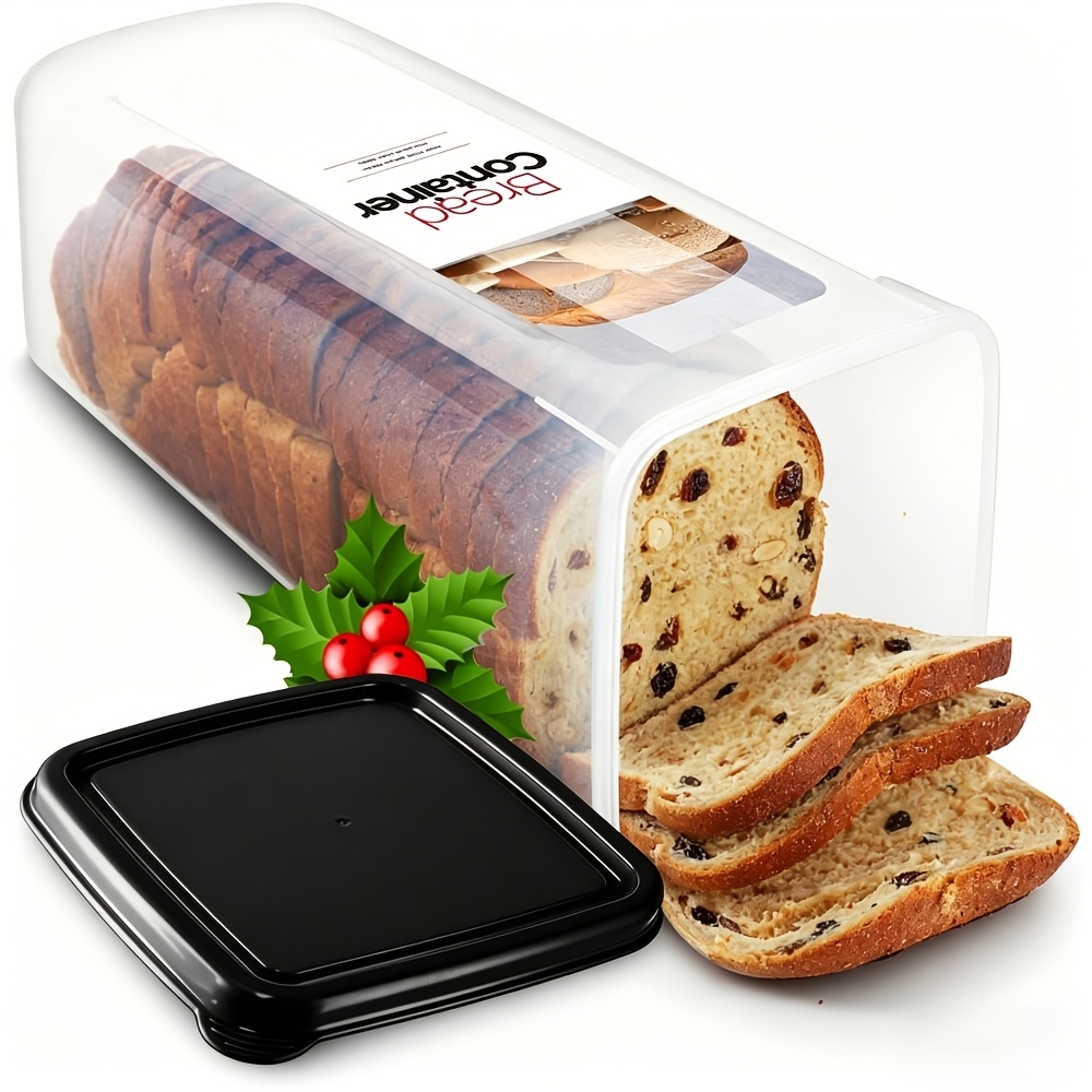 TEMU Plastic Bread Box With Top Lid  Freezersafe Rectangular Bread Storage Container With Reliable Sealing For Kitchen Freshness Preservation