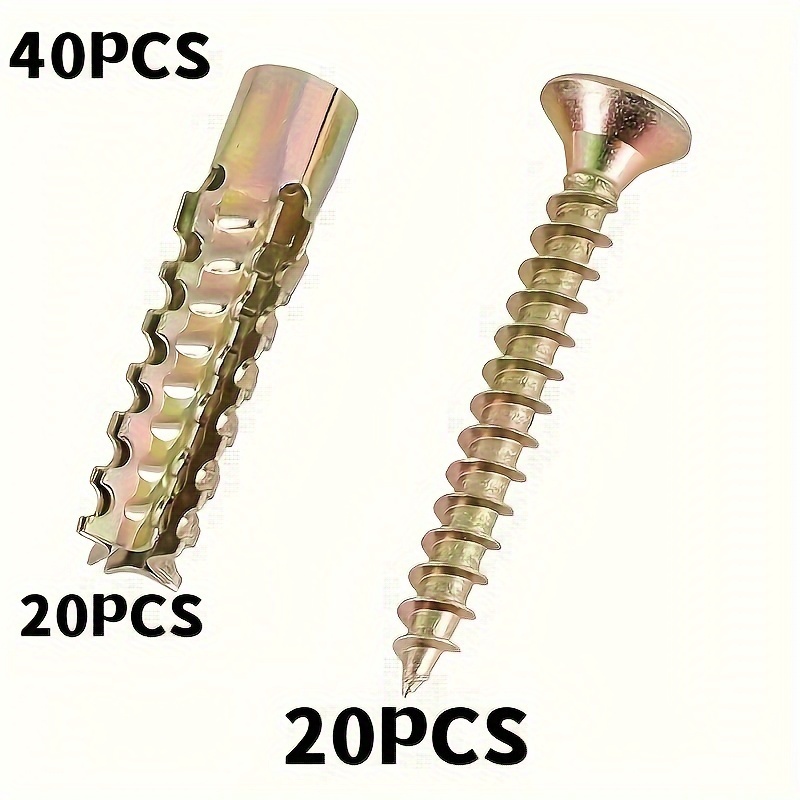 Image of 40pcs 20 Sets Of Expansion Bolts Lightweight Brick Gun Foam Wall Cement Wall Concrete Wall Metal Expansion Screws