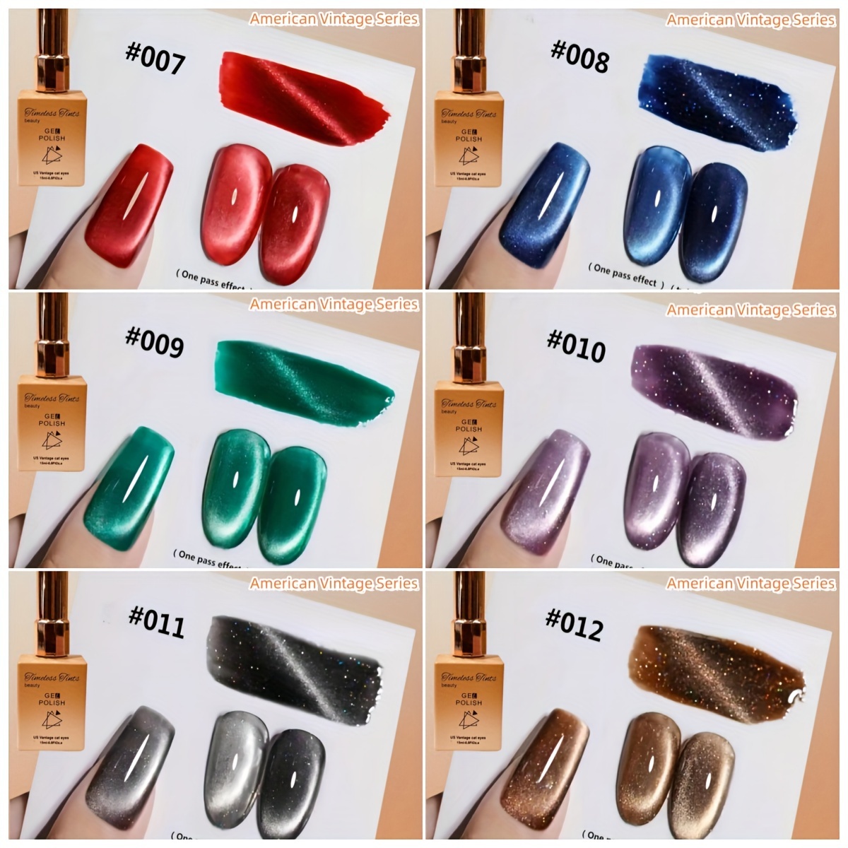 TEMU Beautiful Cat Eye Nail Polish In 6-pack. 9d Wide Magnetic Gel Polish Enamel Paint, 2024 Easy To Operate, Beautiful Nails .