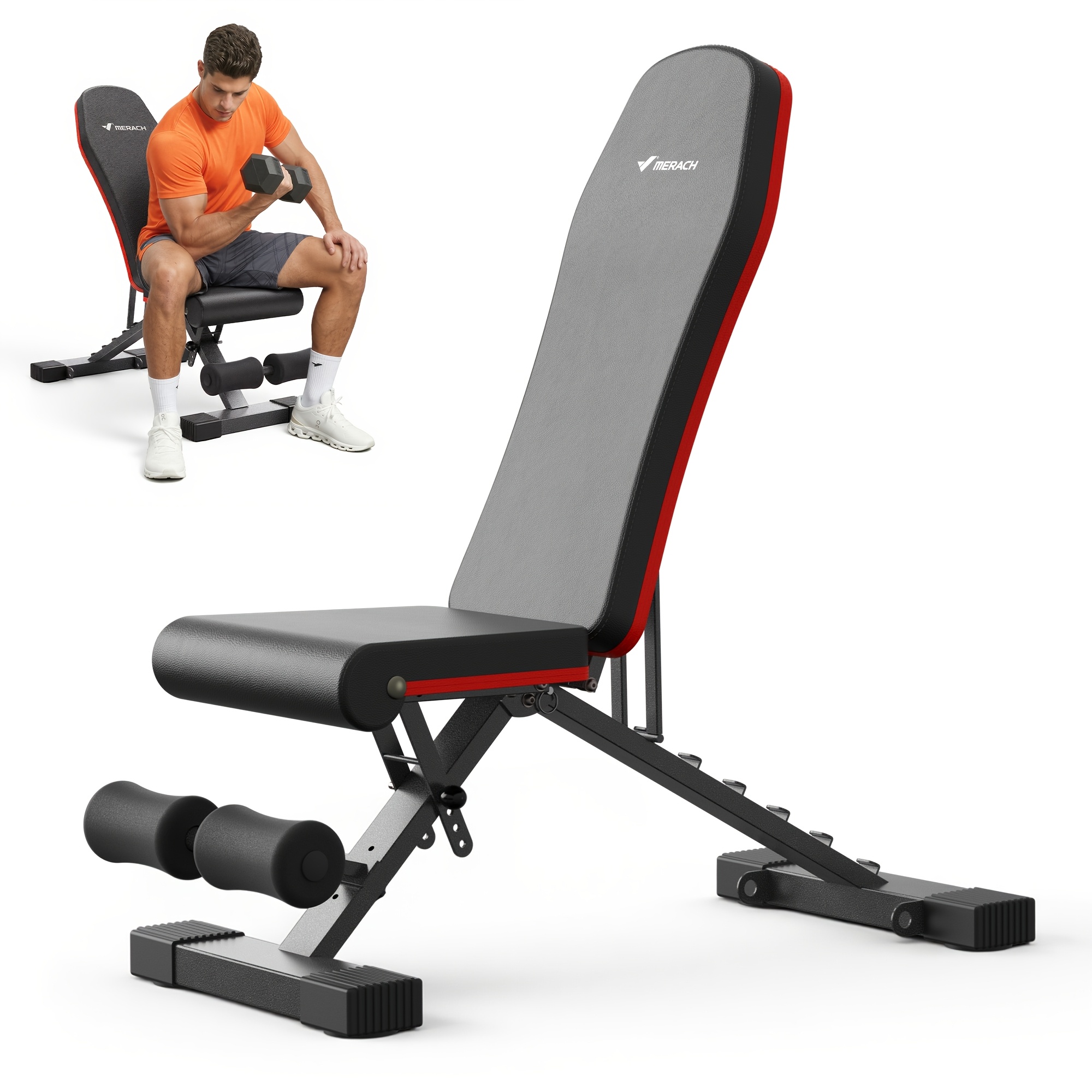 TEMU Banc d'entraînement réglable MERACH robuste - Banc de fitness à 7 niveaux adapté pour le développé couché, les curls latéraux, les redressements