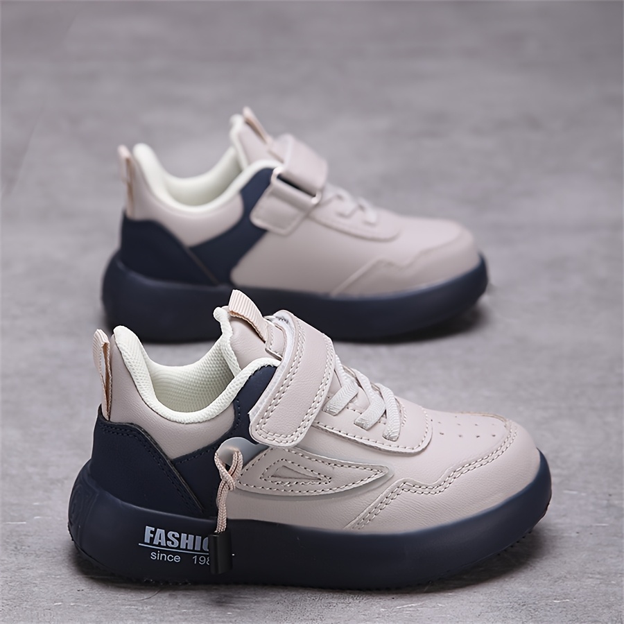 Boys' Lightweight EVA Soft Sole Sneakers with Closure - Breathable Fabric Lining, Low-Top Casual Shoes for Running, Hiking & Outdoor Activities, White & Navy Blue, Boy Sneakers, Running Footwear, Vintage Style, Durable Construction, Schoolboy Style, Young Athletes