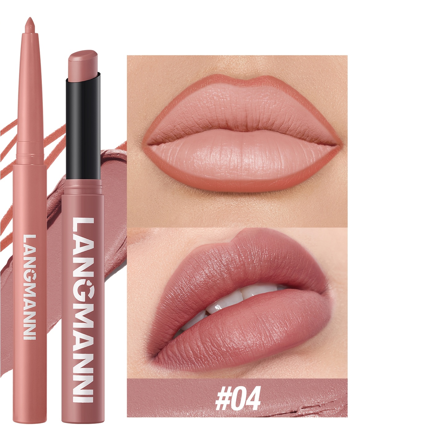 Image of 2pcs/set Lip Liner And Lipstick Set, Matte Effect And Moisturizing, Lasts For All Day When Completely Dry, , Full Lips, Waterproof Formula, Suitable For Types, Perfect Gift For Women