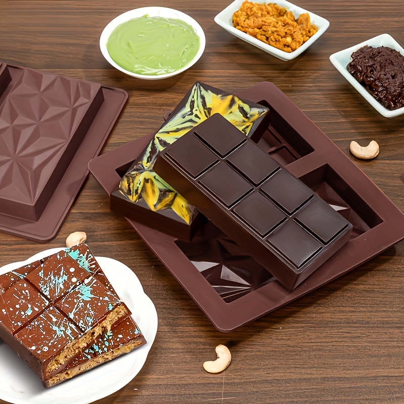 2 Pack Deep Dubai Chocolate Bar Molds, 1 Inch Silicone Chocolate Mold Perfect For Homemade Chocolate Bar Pistachio With Scraper Sku2 Sku2