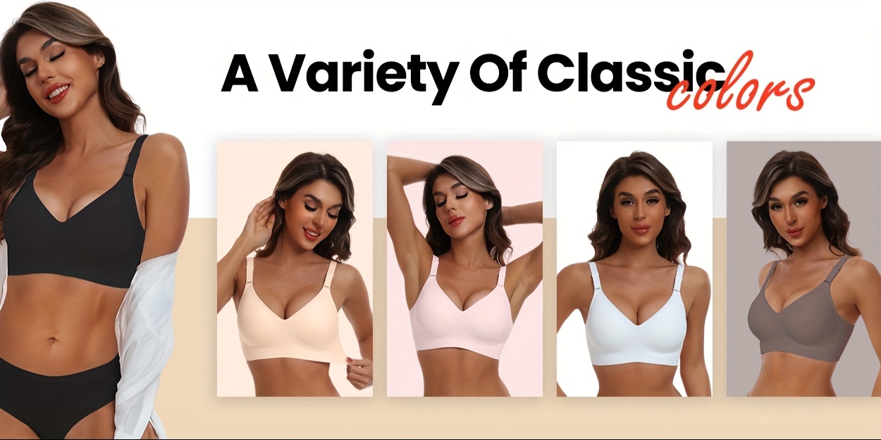 wirefree   bra v neck semi padded adjustable straps everyday t shirt bra for women Product details 8