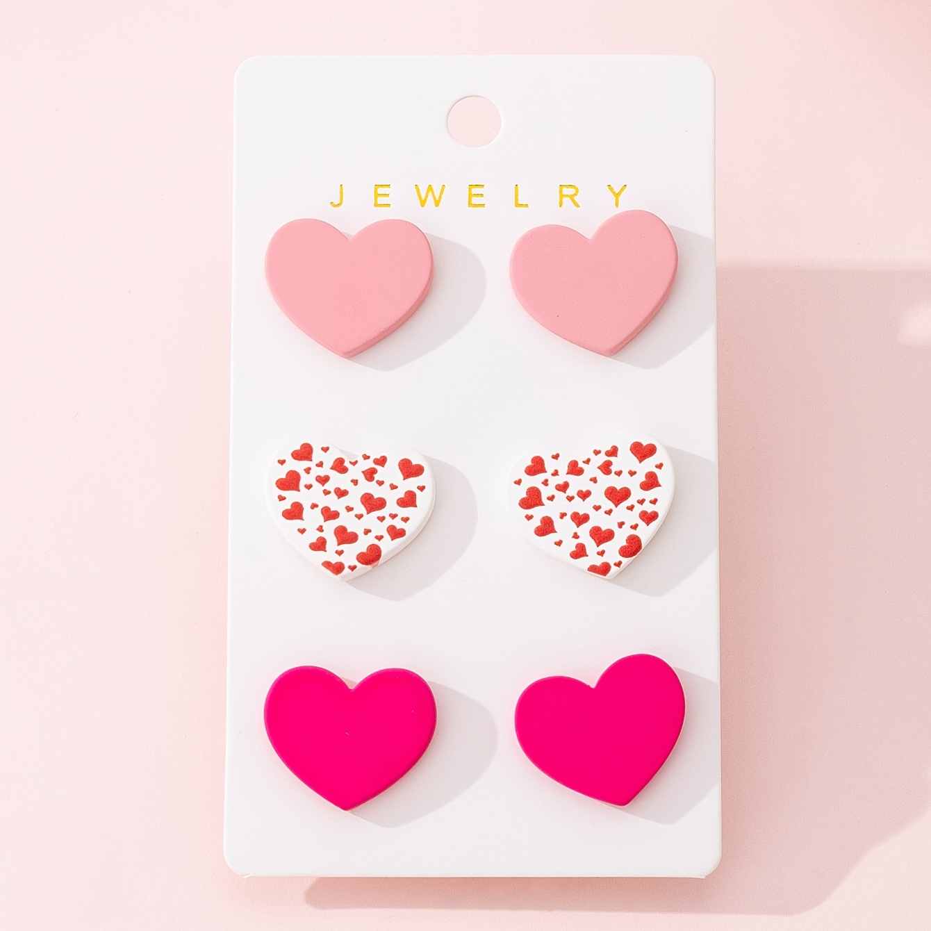 TEMU A Set Of 3 Pairs Of Romantic Heart-shaped Earrings With A Glossy End, Designed To Soft Clay, Perfect As A Gift For Holiday Gatherings