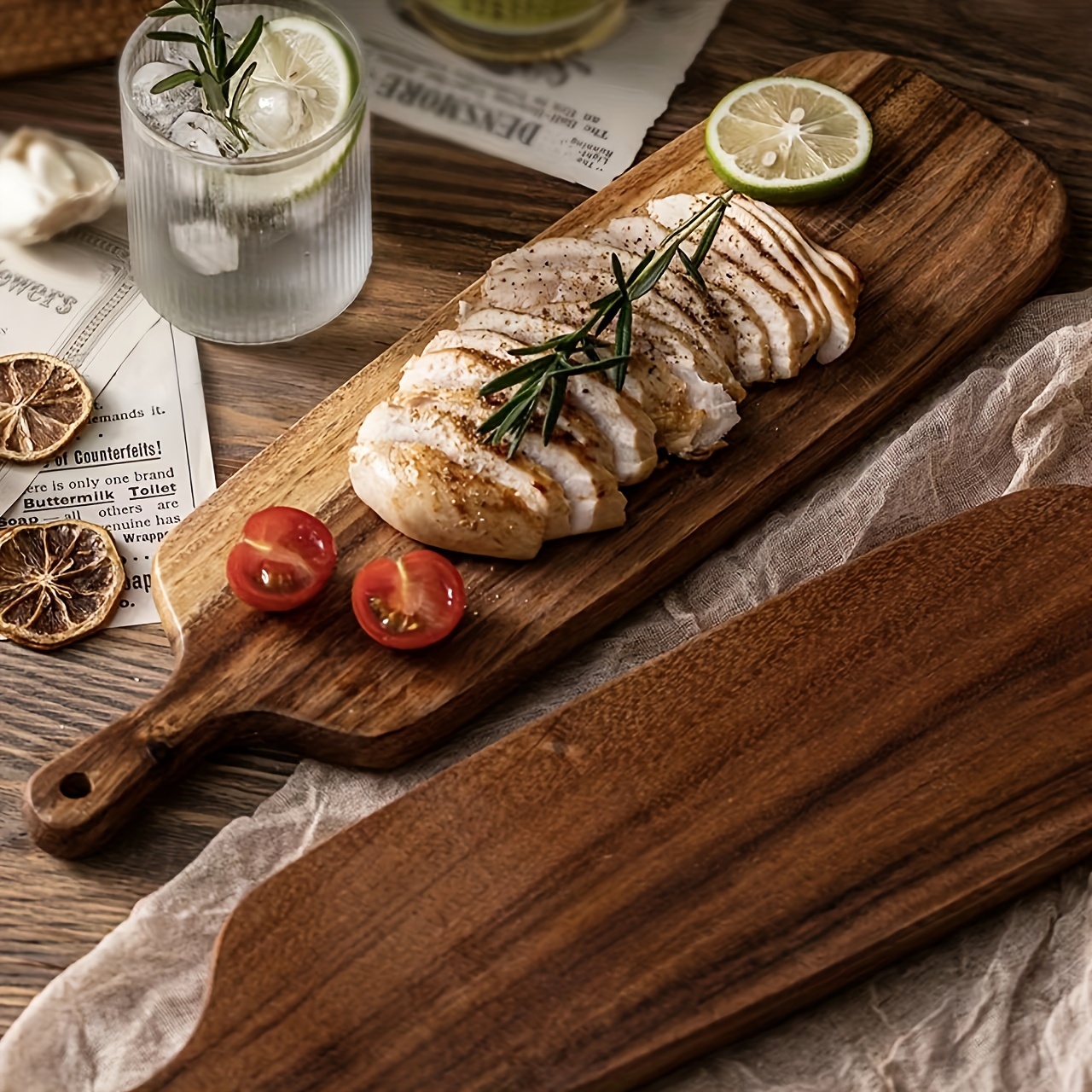 

1pc Lovesick Wood Creative With Handle Cutting Board, Serving Plate, Cheese Board, Fruit Plate, Steak Plate, And Storage Plate, For Restaurant Use