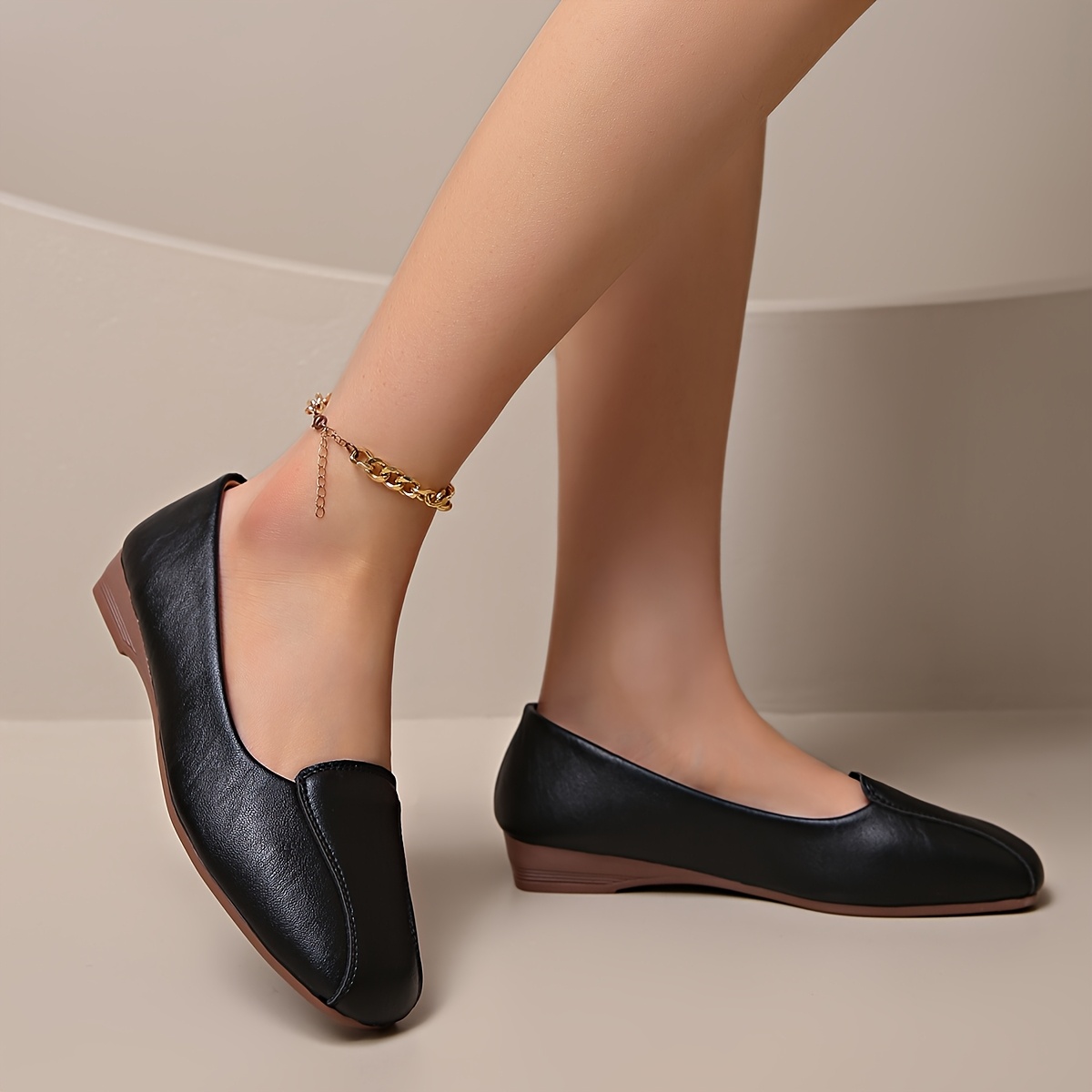 womens vintage   solid color sequins lightweight slip on square toe polyurethane upper tpr sole womens loefehoe shoes for spring autumn   Product details 1