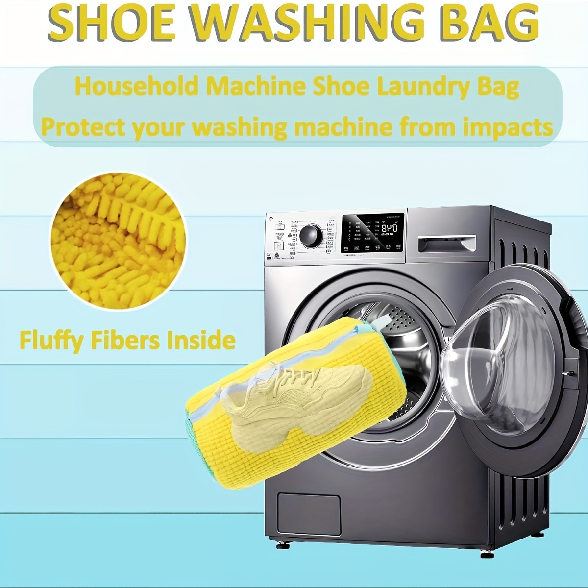   2pcs reusable shoe washing bags   laundry bags for all shoe types sizes zippered fabric protector laundry bags details 3