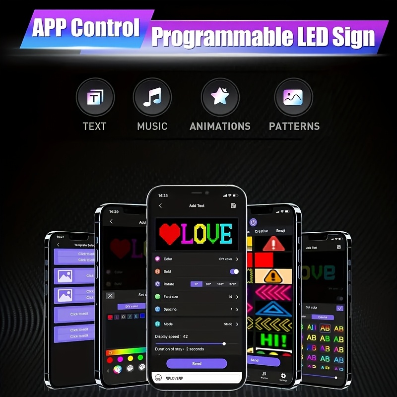 RGB LED Double Row Programmable Scrolling Flexible Display