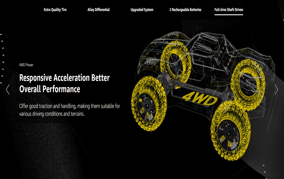 DEERC 9201E 1:10 Large Remote Control Truck With Lights, Fast Short Course RC Car, 48 Km/h 4x4 Off-Road Hobby Grade Toy Monster Crawler Electric Vehicle With 2 Rechargeable Batteries For Adult Kid Boy