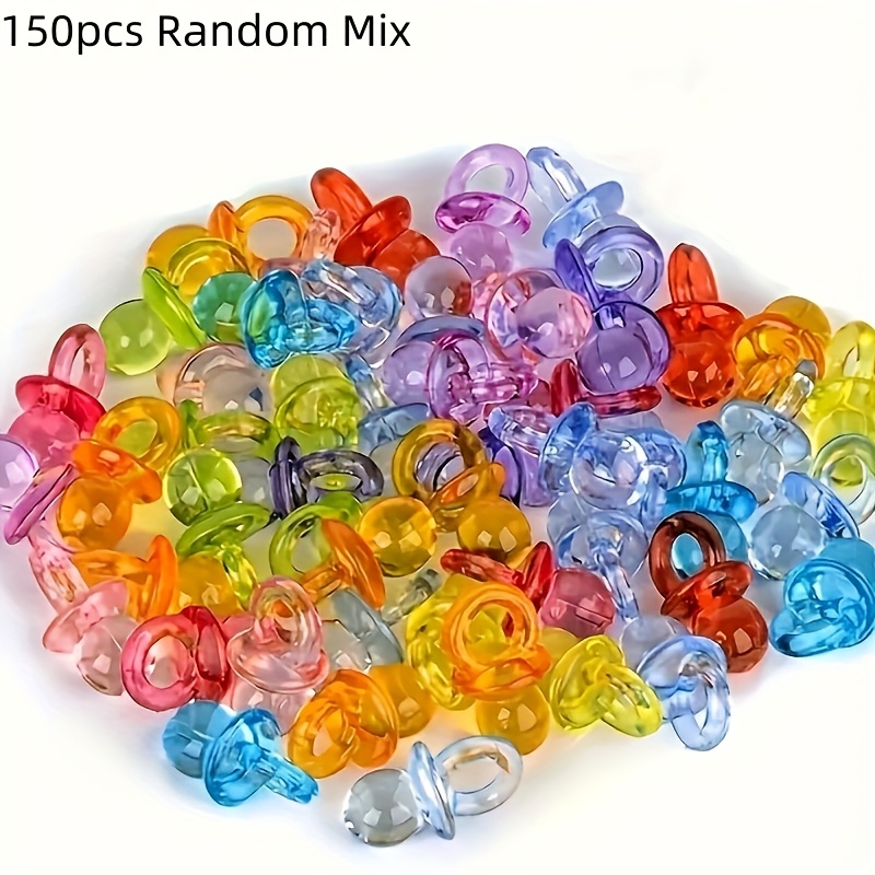 TEMU 150pcs Random Mix New High-quality Colorful Mini Pacifier-shaped Charms - Durable Lightweight Hanging Ornaments, Suitable For Keychains, Jewelry