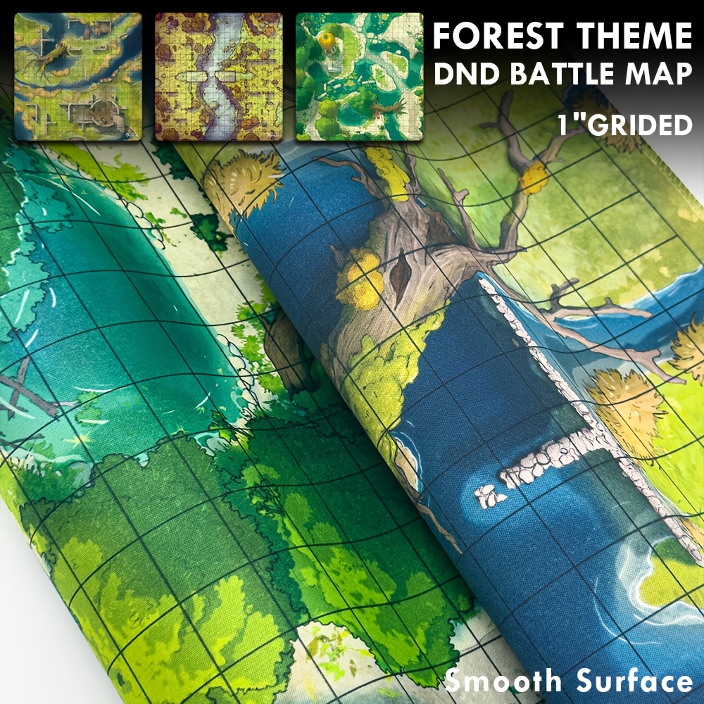 DND Battle Mat with 2.54 cm Grid, Forest Theme