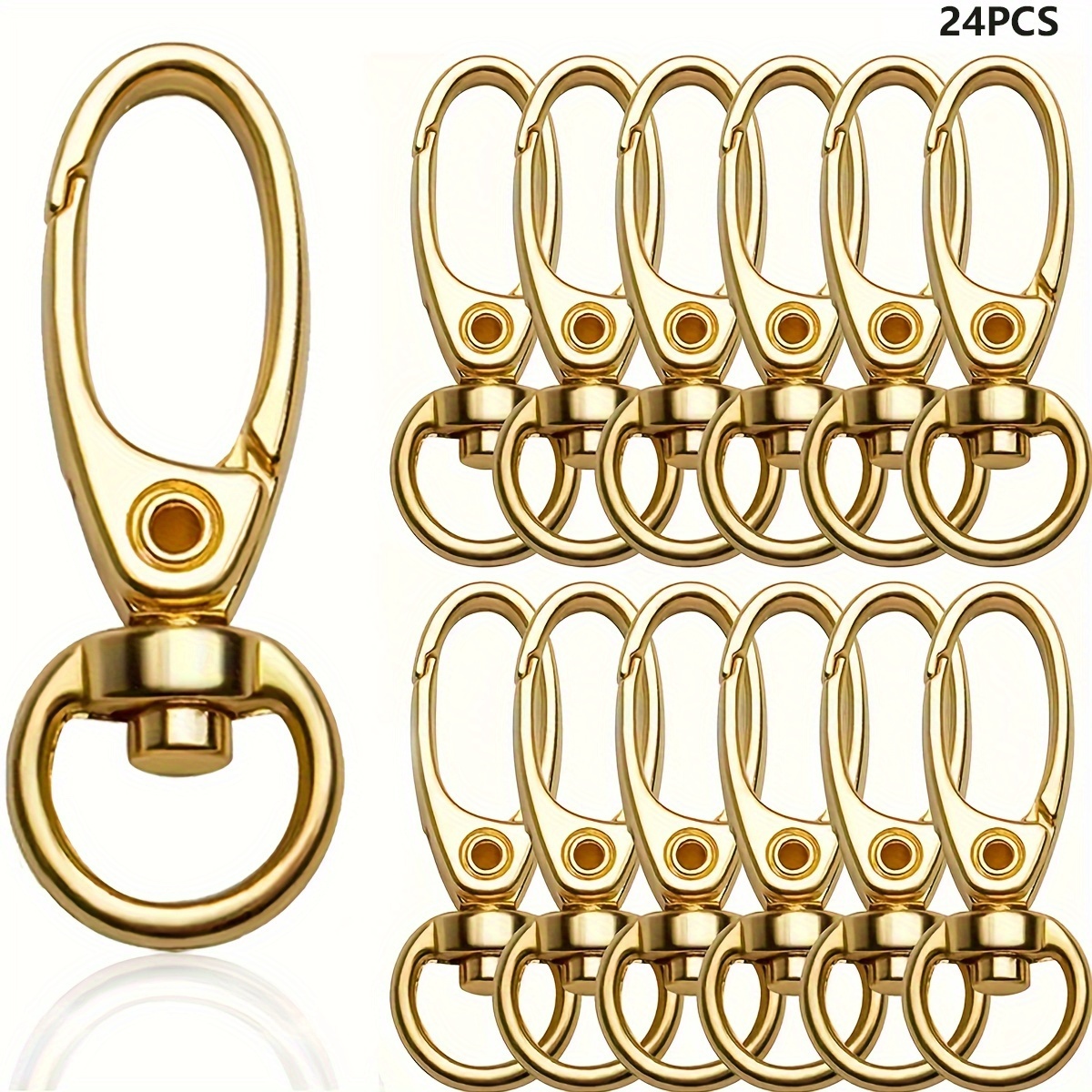 TEMU 12/24pcs Of Rotating Trigger Clips With Metal Key Ring Hooks, Lobster Clasps For Hanging Keychains, Spring Hooks, Dog Leashes, And Handmade