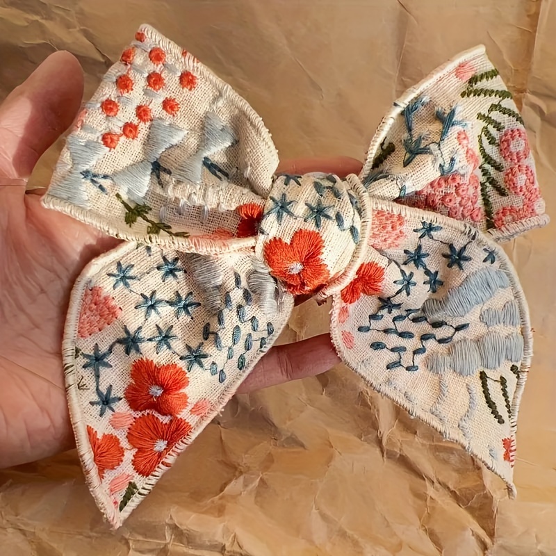 

Embroidered Bow For Women - Ponytail , All- Polyester & Alloy, Mixed