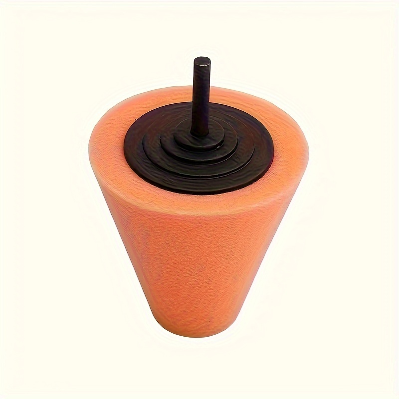 TEMU Conical Foam Buffing Head For Car Wheel Detailing, Waxing Screw, Wheel Rim Detailing Tool, Steel Ring Detailing Sponge Polishing Disc, Auto Body