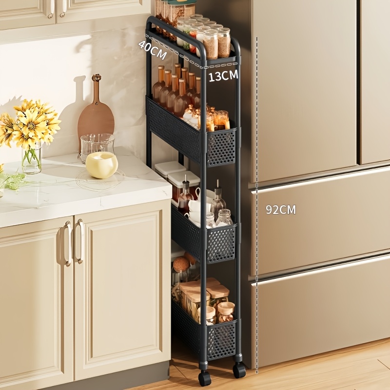 TEMU 4-layer Stackable Storage Rack, Home Shelf, Kitchen Storage Rack, Floor-standing Mobile Multi-functional Cart, Narrow Edge Storage Rack