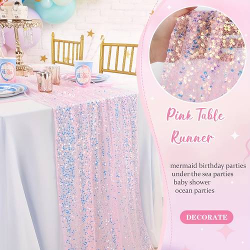 1/2 stück glitzer pailletten tischläufer meerjungfrau prinzessin tischtuch – ideal für geburtstag, hochzeit, party-dekoration, multicolor esstischdecke in pink, blau, grün & lila – für feiern und veranstaltungen