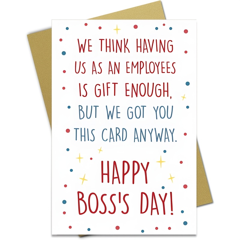TEMU 1pc Greeting Card With Envelope, Elegant Gift For Ladies, Fun Boss's Day Card, Modern, Best Birthday Gift For Boss's Day, Best V Gift