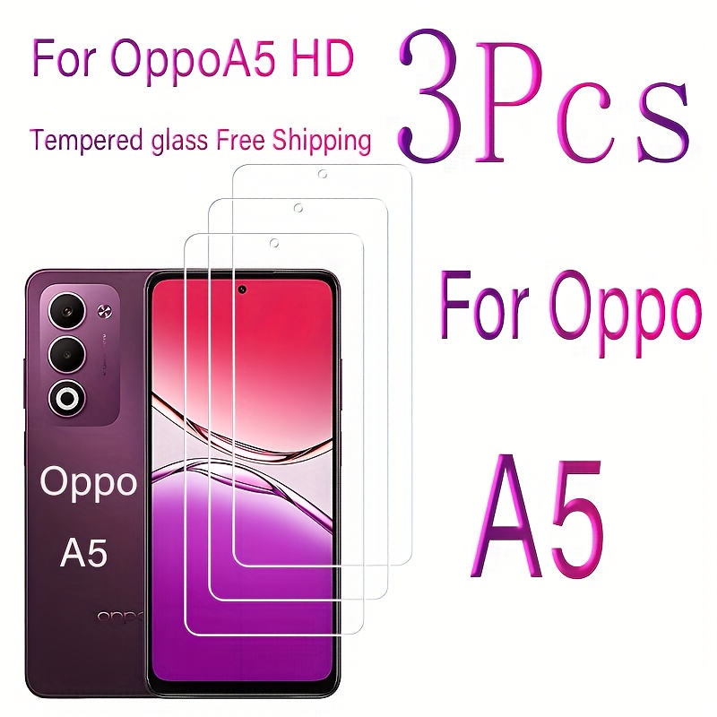 TEMU 3pcs Of High-definition, Easy-to-fit, Bubble-free, Fully Adhered Tempered Glass Film Suitable For Oppo A5 5g Mobile Phones