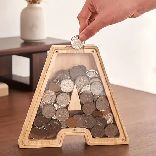 creative solid wood letter piggy bank ornaments a z diy savings bank birthday christmas thanksgiving anniversary gifts