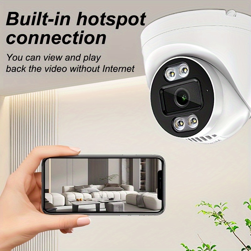 QKH 3MP HD Dome Surveillance Camera for Indoor/Outdoor Home Security - 1440p, Irregular Shape, 2-Way Audio, Night Vision, Motion Detection, 2.4G WiFi Wireless, Smartphone Remote Control via App, USB Powered, Compatible with 14+ Age Group details 4