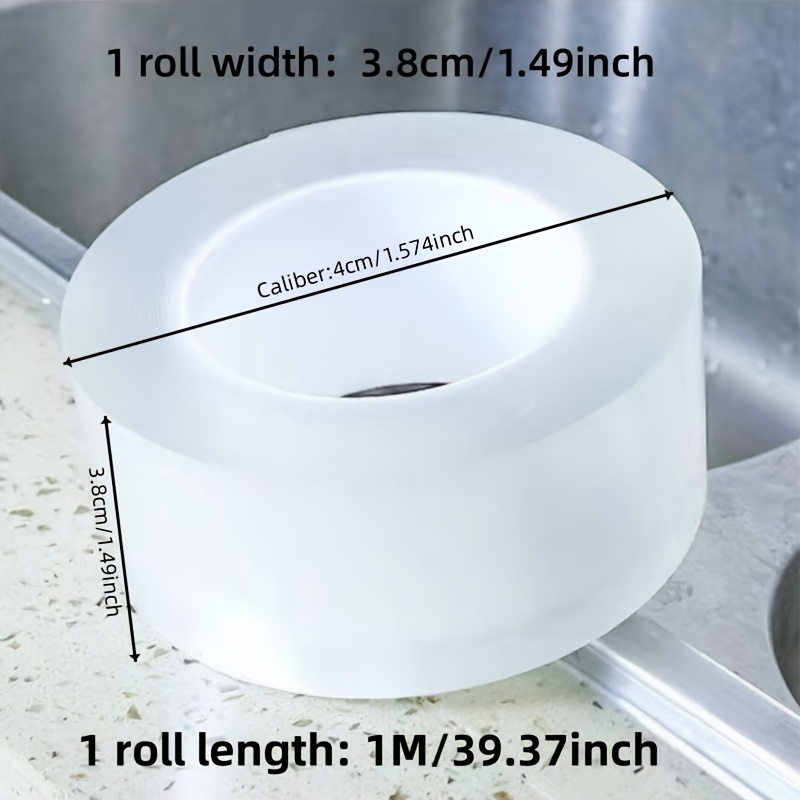 TEMU A Roll Of Transparent Silicone Sealing Strip, Featuring Super Strong Adhesive Pvc Caulking Tape, Designed For Sealing Joints And Countertops In