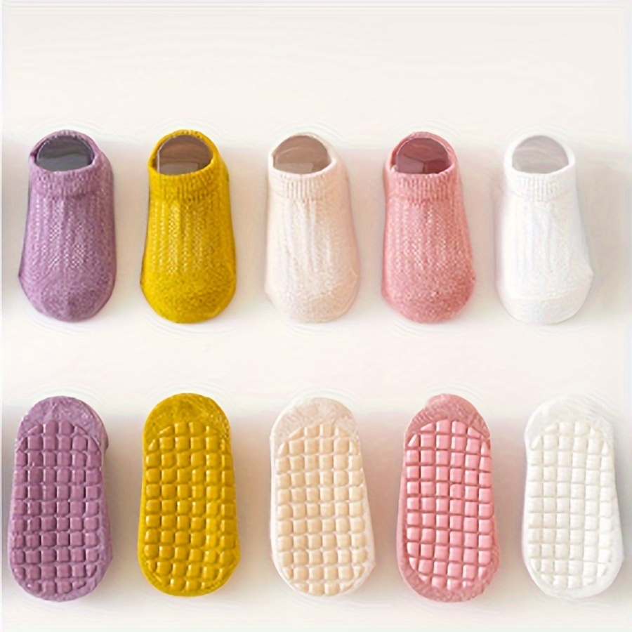 Image of 5-pair Pack Summer Children's Socks, Short Mesh Thin Style, Kids' Non-slip Floor Socks/ Socks, Baby Socks, Boneless Loose-toe Socks